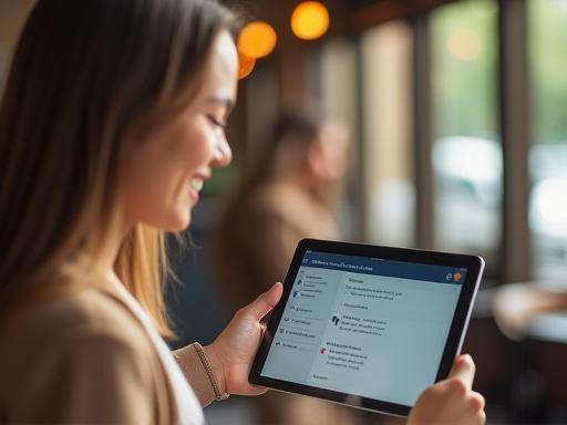 Person vælger glad læringsindhold på en tablet